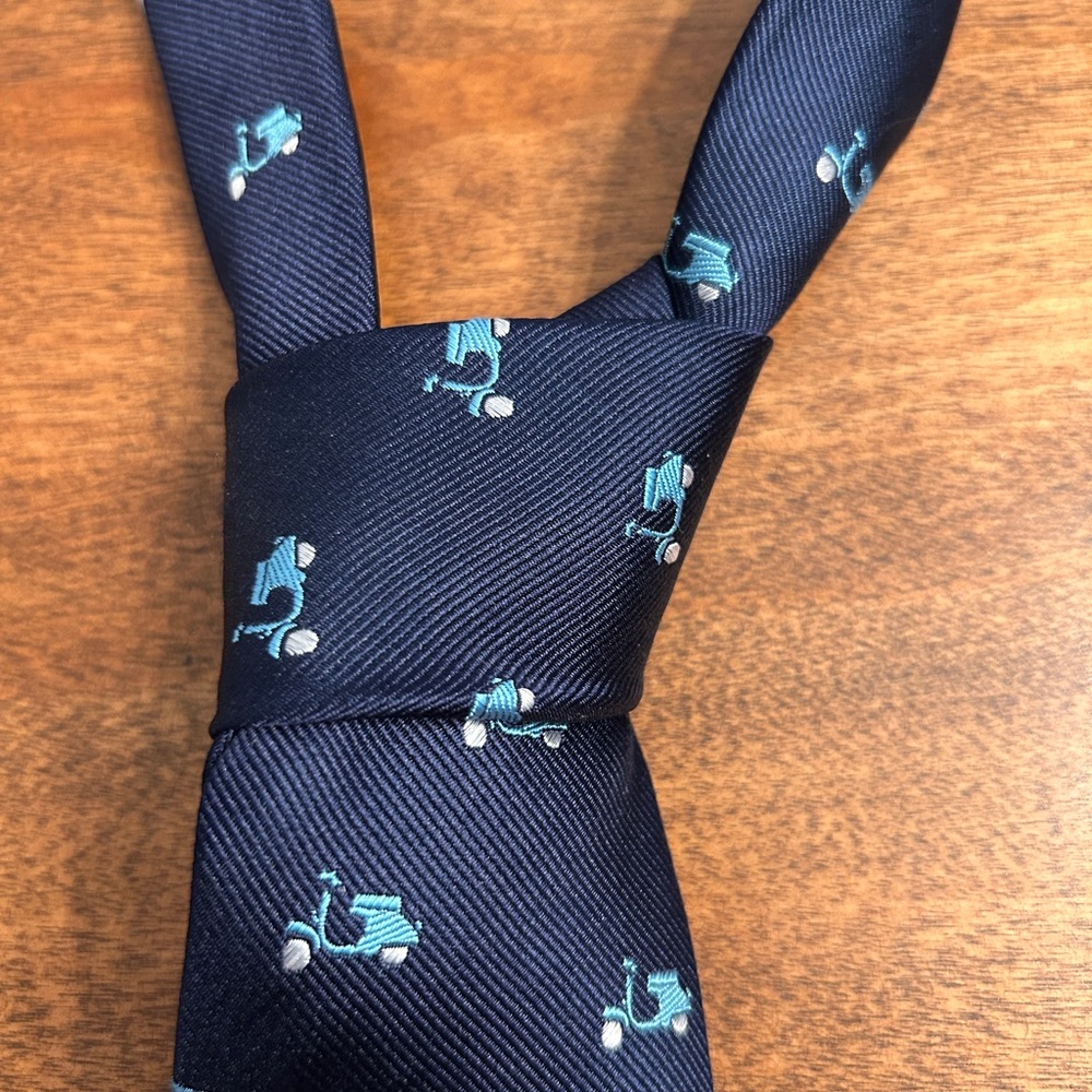 Linea In Navy Blue Tie with Vespa Scooter Pattern